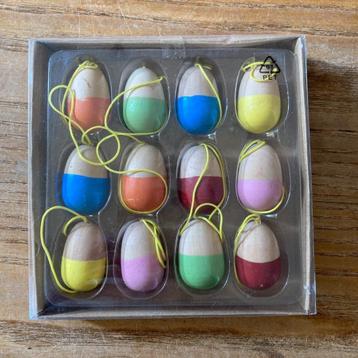 12 Paashangers houten pasen hout hanger paasdecoratie paasei beschikbaar voor biedingen