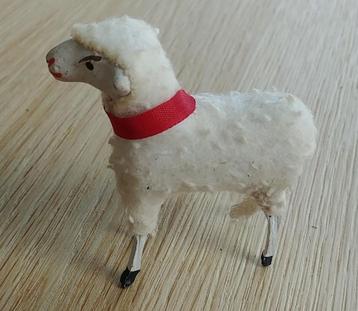 Vintage Putz schaapje met rode halsband beschikbaar voor biedingen
