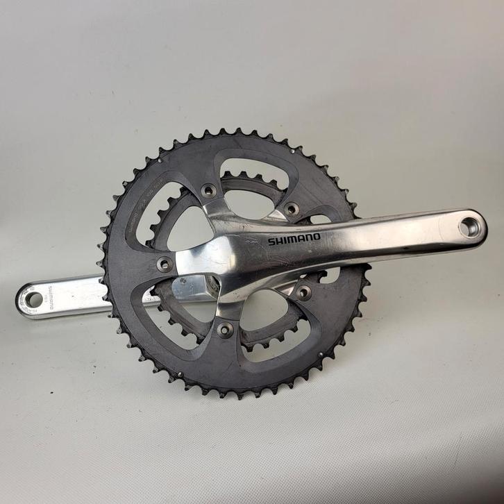 Shimano fc-r700 crankstel compact 50/34 met trapas, Fietsen en Brommers, Fietsonderdelen, Gebruikt, Racefiets, Crankstel of Pedalen