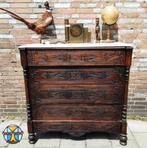 Antieke Spaanse dressoir (1860) Alfonso XII marmer blad, Antiek, Gebruikt, 100 tot 150 cm, .