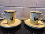 Kip en haan Zeller. 2 bekers met schotel, Antiek en Kunst, Ophalen of Verzenden