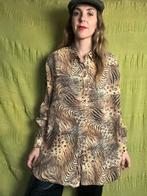 Vintage blouse, maat 42/44 - XL/XXL - panter - tijger - 90's, Kleding | Dames, Blouses en Tunieken, Bruin, Maat 42/44 (L), Ophalen of Verzenden
