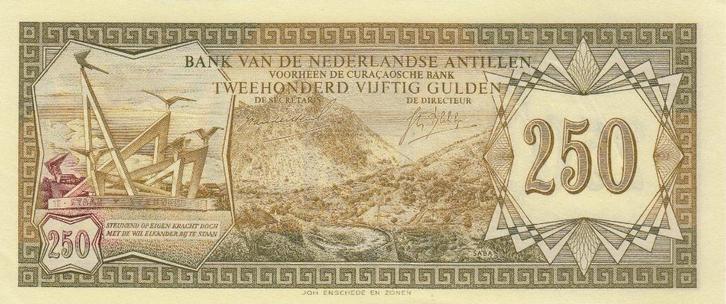 Ned Antillen -250 GULDEN 28.8.1967 UNC serienr.K8208397 -P13, Postzegels en Munten, Bankbiljetten | Nederland, 250 gulden, Verzenden