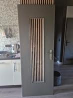 Gebruikte opdekdeur met glas en klink, Doe-het-zelf en Verbouw, Deuren en Horren, Ophalen, Gebruikt, Minder dan 80 cm, Binnendeur