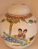 Gemberpot Chinees porselein met deksel - vlinders –vrouwen, Ophalen of Verzenden