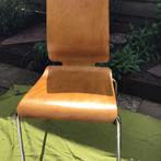 Retro stoel van hout RVS in goede staat, Huis en Inrichting, Stoelen, Ophalen of Verzenden, Bruin, Metaal, Eén