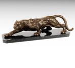 Massieve bronzen panter op marmer, Antiek en Kunst, Ophalen of Verzenden, Brons