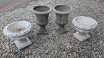 Te koop: 4 sierlijke stenen bloempotten / plantenbakken, Tuin en Terras, Ophalen, Gebruikt