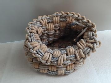 Grote gevlochten mand blauw/zandkleurig touw Japandi/Boho  beschikbaar voor biedingen