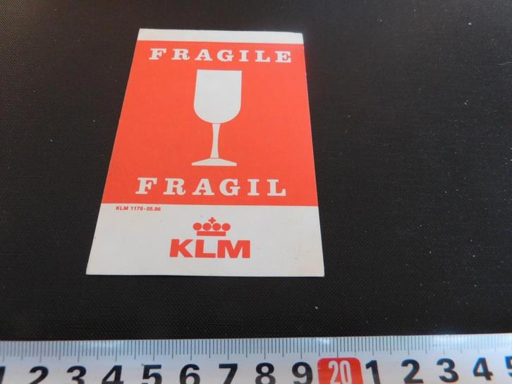 sticker KLM pictogram fragile fragil, Verzamelen, Stickers, Zo goed als nieuw, Ophalen