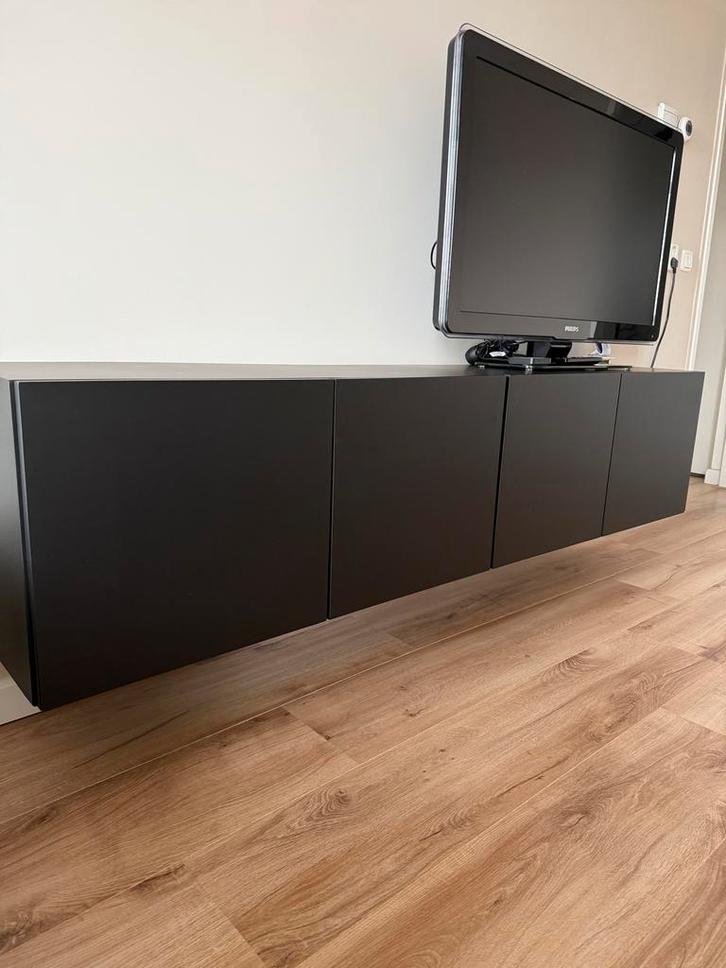 Moderne Wandmeubel - Zwart in prijs verlaagd!, Huis en Inrichting, Kasten | Televisiemeubels, Zo goed als nieuw, Minder dan 100 cm