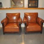 ART DECO SET FAUTEUILS SCHAPENLEER (nieuw gestoffeerd), Ophalen, Zo goed als nieuw, 75 tot 100 cm, Leer