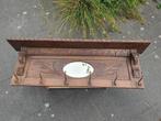 Antieke houten kapstok met ovale spiegel in midden, Ophalen