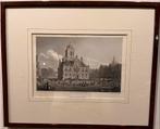 Oude prent van het Stadhuis van Delft, Antiek en Kunst, Kunst | Etsen en Gravures, Ophalen