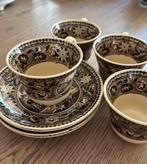 4 kop en schotel Teadrinker bruin/ zwart Petrus Regout, Antiek en Kunst, Antiek | Servies los, Ophalen of Verzenden