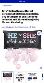 Gender Reveal versiering/ He or She dropbag, Ophalen of Verzenden, Zo goed als nieuw, Versiering, Geboorte of Huwelijk