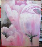 Abstract Schilderij Roze Tulpen , Acrylverf op doek, Antiek en Kunst, Kunst | Schilderijen | Abstract, Ophalen