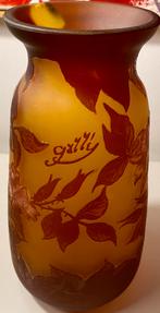 Prachtig antieke Gallé Art Nouveau vaas met bloemmotieven, Antiek en Kunst, Antiek | Glas en Kristal, Ophalen of Verzenden