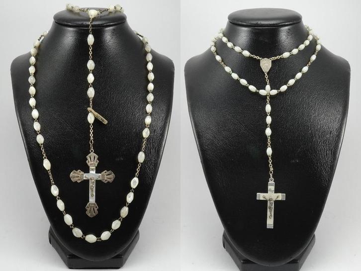 35 stuks zilveren rozenkrans Nieuw Vintage Parelmoer, Antiek en Kunst, Antiek | Religie, Ophalen