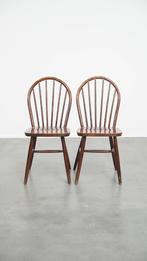 Set van 2 houten vintage Windsor stoelen uit de jaren ’70, Ophalen, Gebruikt, Twee, Bruin