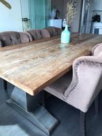 Richmond Interiors Eettafel - Teak & Metaal, Huis en Inrichting, Tafels | Eettafels, 100 tot 150 cm, Klassiek, Teakhout, 200 cm of meer