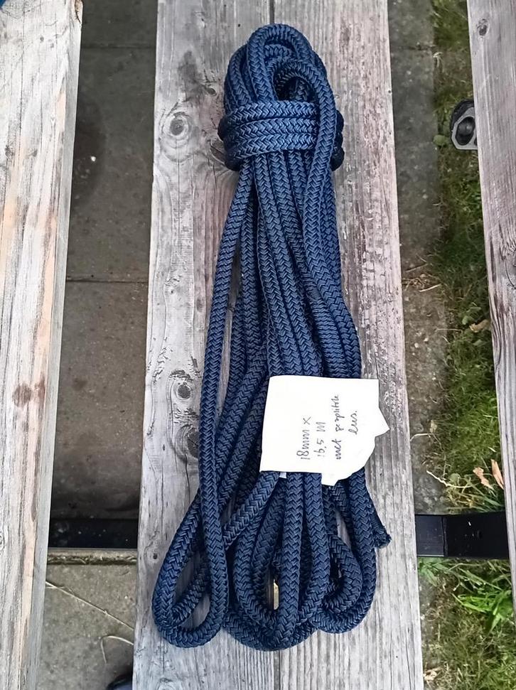 Mooie gevlochten landvast lijn 16,5m x 18mm blauw., Watersport en Boten, Accessoires en Onderhoud, Zo goed als nieuw, Lijn of Blok