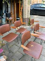 Vintage Skai Stoelen - Opknappers!, Ophalen, Gebruikt, Bruin, Metaal