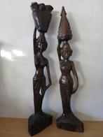 2 mooie vrouw beeldjes uit coromandel hout gesneden 32/31 cm, Antiek en Kunst, Kunst | Beelden en Houtsnijwerken, Ophalen of Verzenden