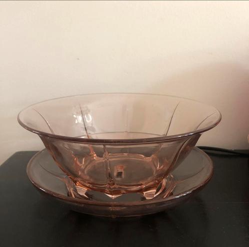 Vintage roze glazen fruittest, Antiek en Kunst, Antiek | Glas en Kristal, Ophalen of Verzenden