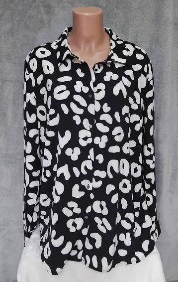 z.g.a.n.! Prachtige Zwart/ witte blouse maat XL. beschikbaar voor biedingen
