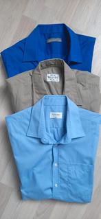 Heren 🔴 Overhemden  Set :3  Korte mouw / L / Blauw / Beige, Maat 52/54 (L), Ophalen of Verzenden, Zo goed als nieuw