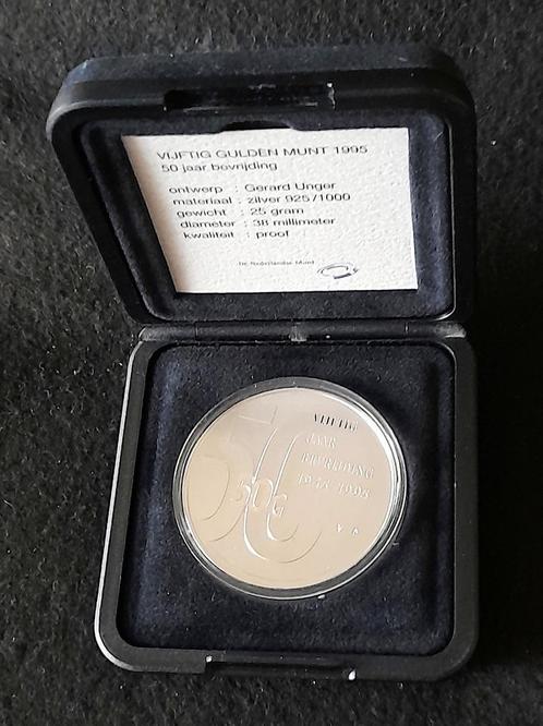 Nederland 50 gulden 1995 proof, Postzegels en Munten, Munten | Nederland, Setje, 50 gulden, Koningin Beatrix, Zilver, Ophalen of Verzenden