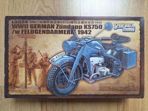 1:35 1/35 Great Wall Hobby WWII German Zundapp KS750 /w Feld, Hobby en Vrije tijd, Modelbouw | Auto's en Voertuigen, Zo goed als nieuw