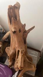 Teak houten landelijke sobere stronk ornament, Verzenden, Zo goed als nieuw