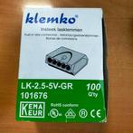 Klemko insteek lasklemmen LK-2.5-5V-GR lasdop, Doe-het-zelf en Verbouw, Elektra en Kabels, Nieuw, Overige typen, Ophalen