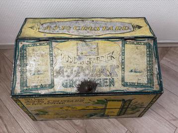 Antiek winkelblik puddingfabriek A.J. Polak uit Groningen beschikbaar voor biedingen