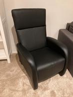 Fauteuil zwart (kunst?)leer | in zeer nette staat, Ophalen, Gebruikt, 50 tot 75 cm, Leer