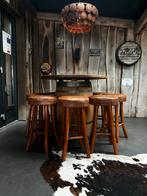 Cognac Lederen Barkrukken - 11 stuks, Huis en Inrichting, Barkrukken, Ophalen, 60 tot 90 cm, Leer, Gebruikt