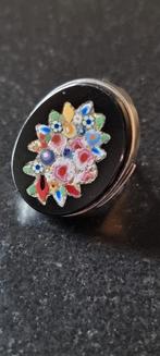 Zilveren ring met onyx pietra dura, Sieraden, Tassen en Uiterlijk, Ringen, Ophalen of Verzenden, Zo goed als nieuw, 17 tot 18