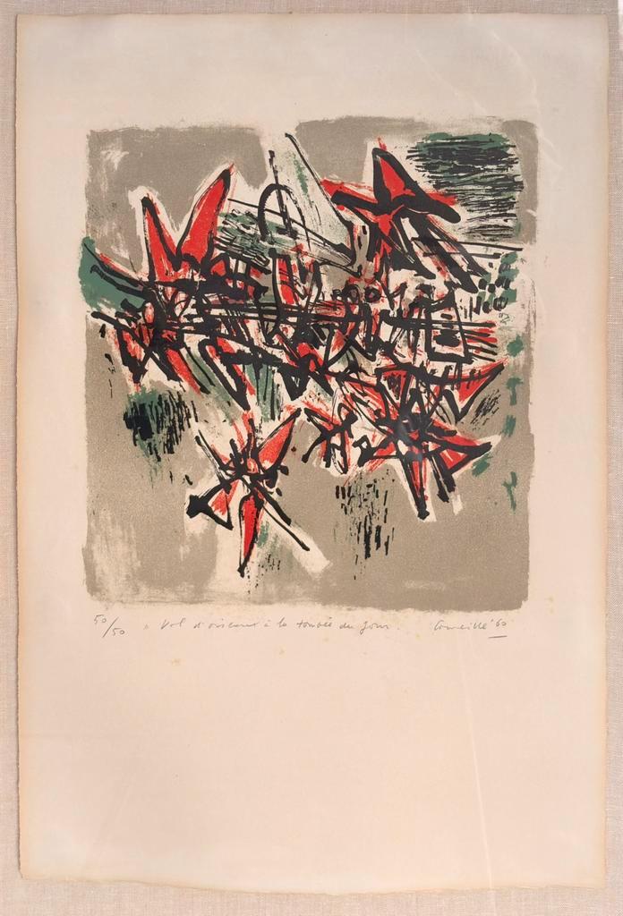 RARE Corneille Lithograph"Vol d'Oiseaux"Signed Edition 50/50, Antiek en Kunst, Kunst | Schilderijen | Klassiek, Ophalen of Verzenden