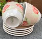 4 kop en schotel met bloem opdruk, Nieuw, Ophalen of Verzenden, Overige stijlen, Kop(pen) en/of Schotel(s)