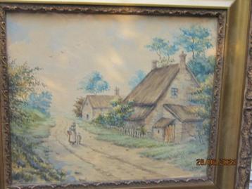 J.MELCHIOR, 1916, Mooie Rom. School aquar.Huizen/vrouw /kind beschikbaar voor biedingen