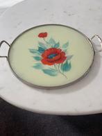 Taartplateau met metalen rand. Handpainted, Antiek en Kunst, Ophalen of Verzenden