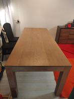 Massief eiken eettafel 220x90cm - Licht eiken, geborsteld, Huis en Inrichting, Ophalen, Gebruikt, Eikenhout, 200 cm of meer