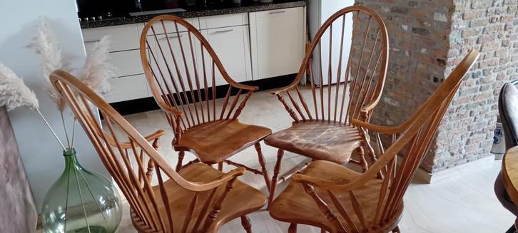 4 Houten Eetkamerstoelen met Armleuning, Antiek en Kunst, Antiek | Meubels | Stoelen en Banken, Ophalen