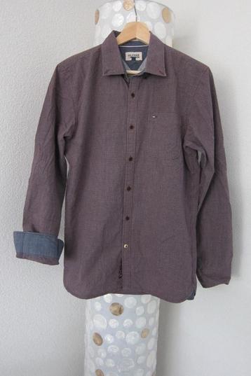 Hilfiger denim blouse overhemd paars grijs geblokt s slim  beschikbaar voor biedingen
