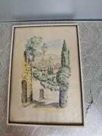 Oude aquarel van Cioni -Firenze Panorama- 33x46cm, Antiek en Kunst, Ophalen of Verzenden