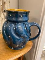 Blauwe Keramische Kan met Bloempatroon, Ophalen of Verzenden, Zo goed als nieuw