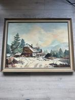 Winterlandschap met boerderij – gesigneerd Joss – 88,5x69 cm, Antiek en Kunst, Kunst | Schilderijen | Klassiek, Ophalen of Verzenden