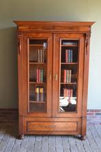 Prachtige strakke antieke mahonie boekenkast, vitrinekast.